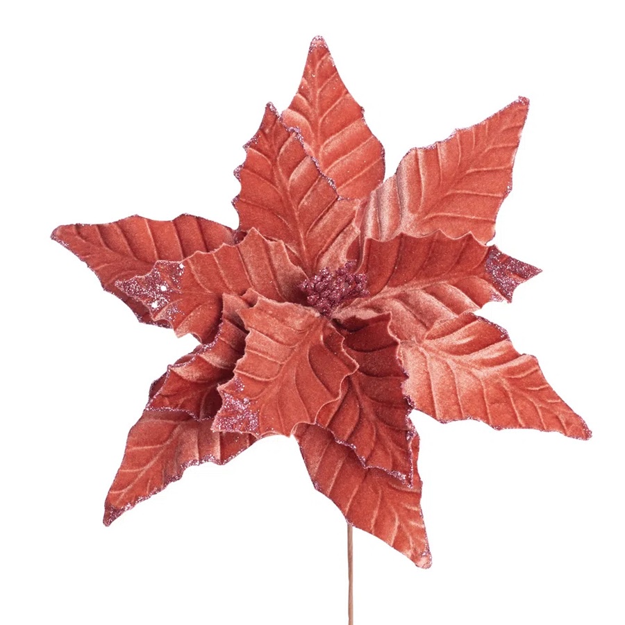Flor Poinsétia Natal Rose Gold - 46cm  - 1 unidade - Cromus - Rizzo em Oferta na Shopee