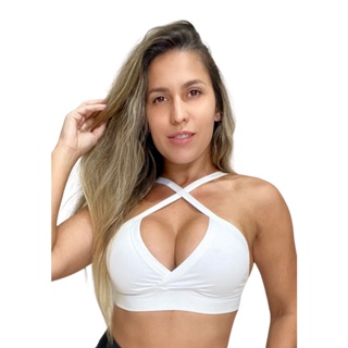 Top Branco Com Forro Reforçado Treino Academia em Oferta na Shopee