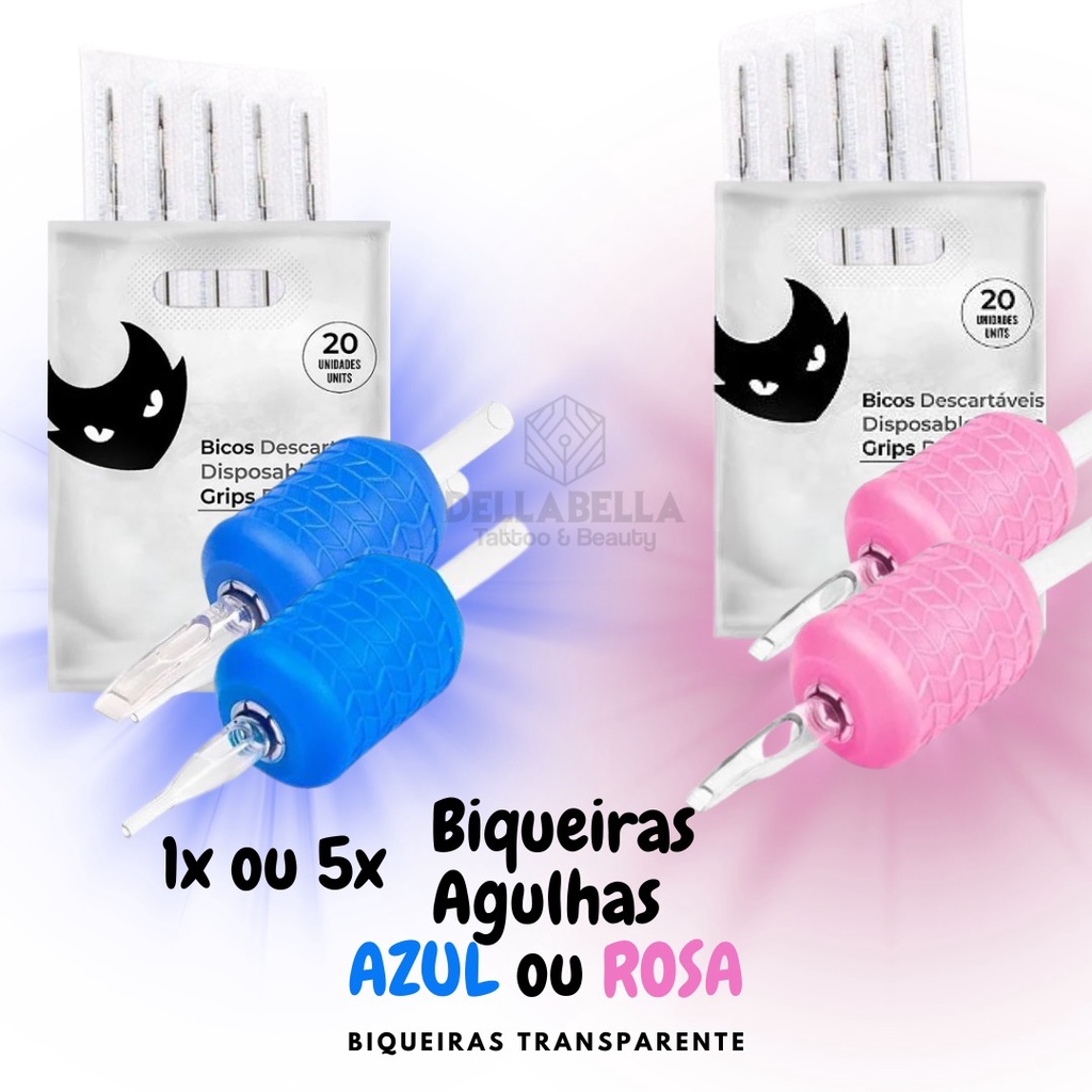 Kit Tattoo Tatuagem 2 ou 5und Biqueira Transparente Electric Ink Agulha Aston em Oferta na Shopee