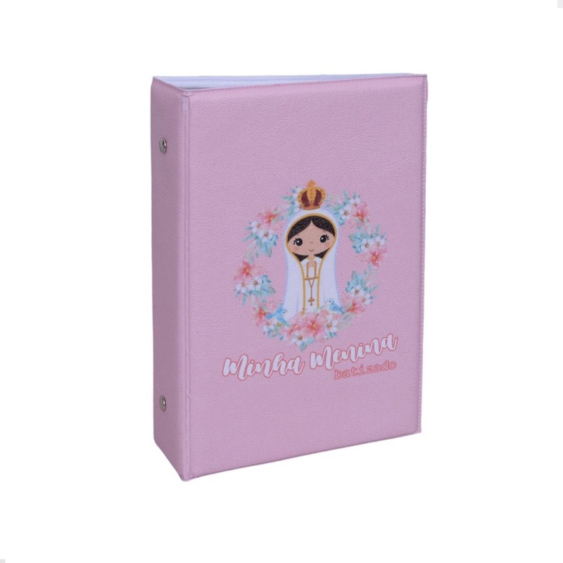 Álbum Fotográfico 100 Fotos 13x18 BATISMO ROSA Bebê Batizado Nossa Senhora