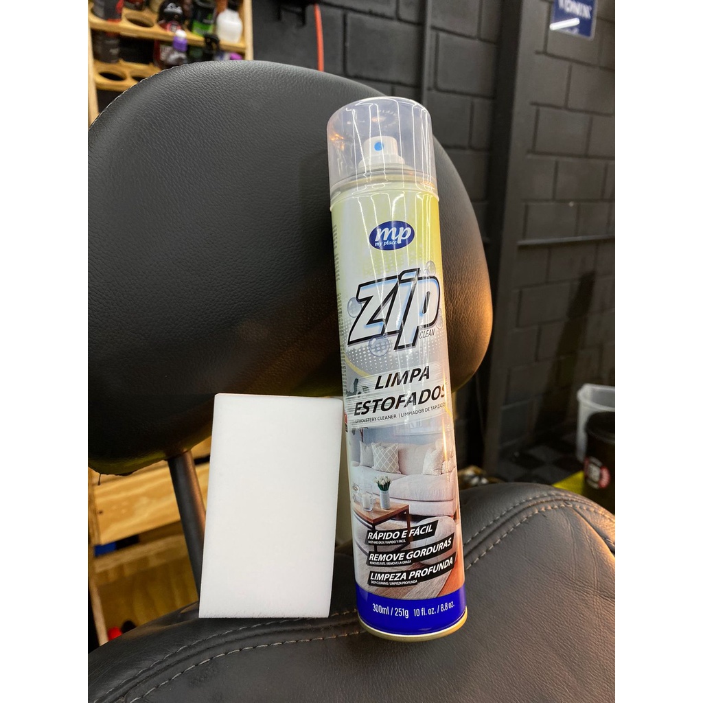 Kit Limpa Estofados, Carpet e Teto de Veículos ZIP + Esponja Mágica Melamina Removedora de Sujeiras em Superficíes