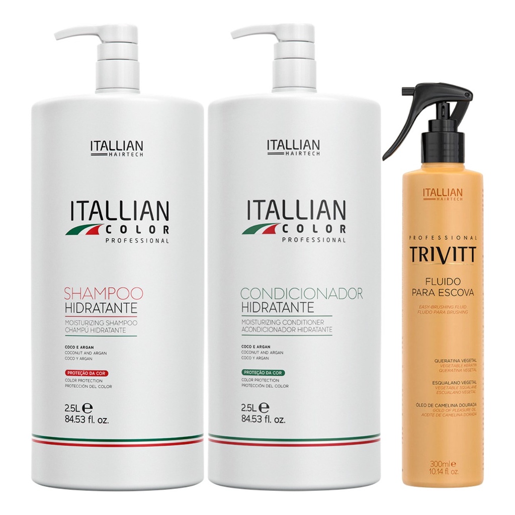 Shampoo E Condicionador Itallian Color 2,5l + Fluido Escova em Oferta na Shopee