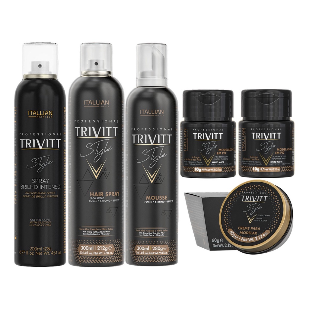 Lacca Mousse Creme Modelar Brilho Penteados Trivitt Pó - Beauty