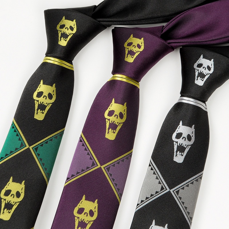 Versão japonesa JOJO Tie Kira Yoshikage Wonderful Black Lazy Zipper Tie Tie Acessórios de Gravata à Mão para Homens