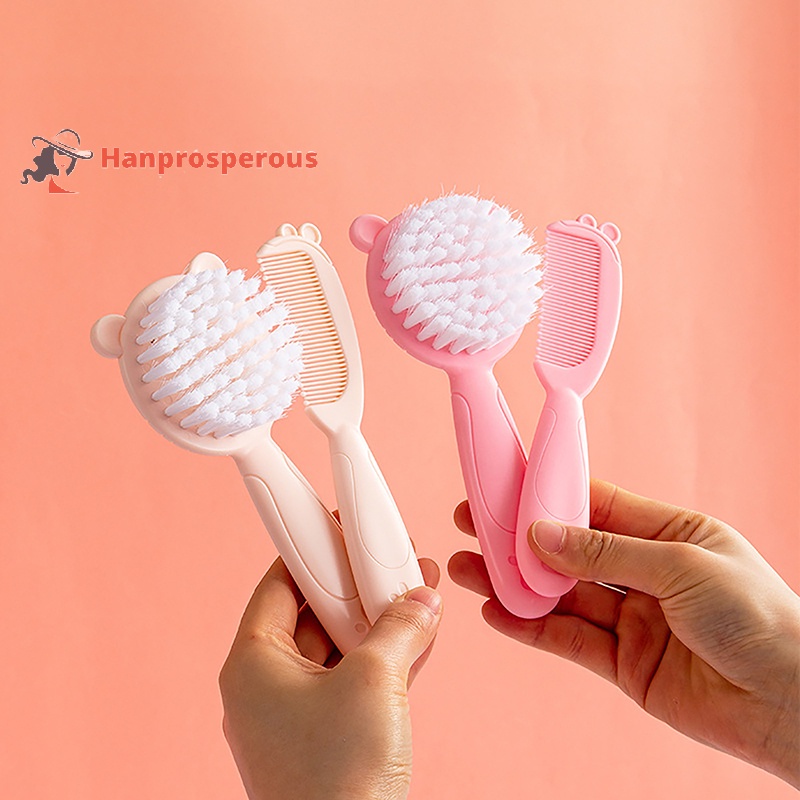 Hanprosperous > 2 Pçs Pente De Escova De Cabelo Do Bebê Portátil Recém-Nascidos Crianças Náilon Macio Massageador Conjun em Oferta na Shopee