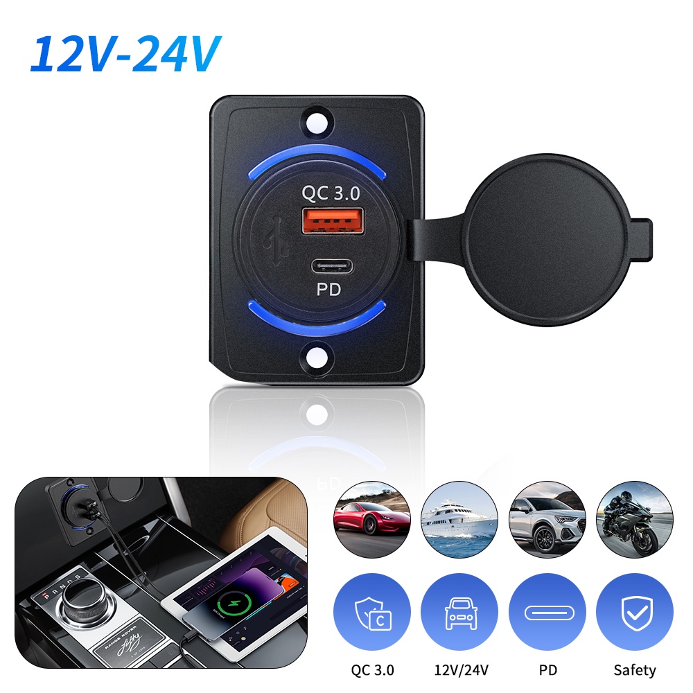 Tomada Para Isqueiro Carro Adaptador De Energia 12V Carregador Duplo USB De Modificação RV Barco De Motocicleta Marítima em Oferta na Shopee