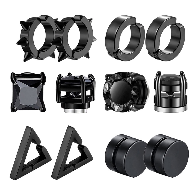 1/6 Pares Brincos Magnéticos De Aço Inoxidável Cavilha Para Homens Mulheres Unisexo Preto CZ Imãs Não Perfurantes Conjunto De Jóias Presente em Oferta na Shopee
