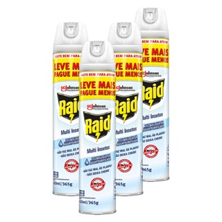 Kit 4 Inseticida Raid Aerossol Multi-Insetos 420ml