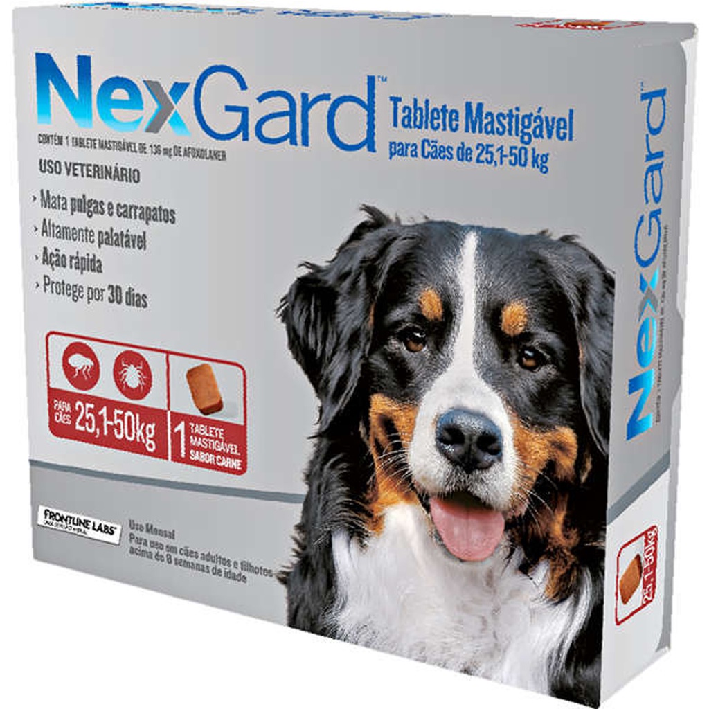 NexGard 136 mg para Cães de 25,1 a 50 Kg - 1 Tablete em Oferta na Shopee
