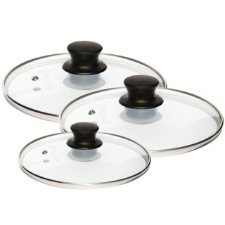 Kit 3 Tampas de Vidro Temperado 2un 28 e 1un 24 cm Para Caçarola Panela Frigideira