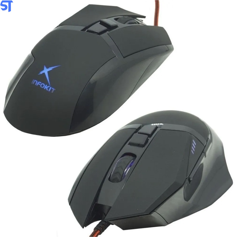 Mouse Gamer Usb 2400 Dpi 6 Botões Led Rgb Cabo Infokit X Soldado Gm-601