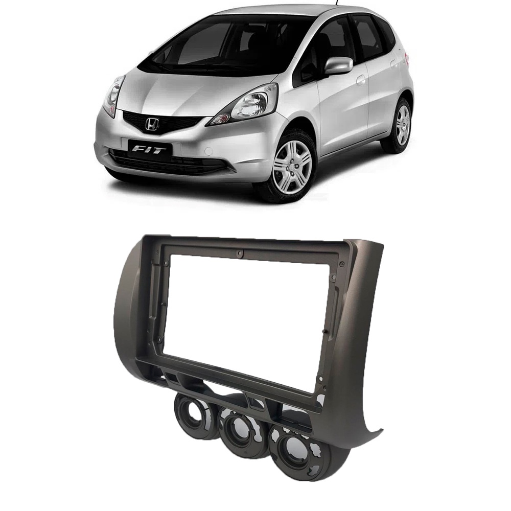 Moldura Honda Fit 2004 até 2008 2Din 9" Grafite Expex - EPX9HO006 em Oferta na Shopee