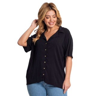 Camisa Feminina Plus Size Secret Glam Preto