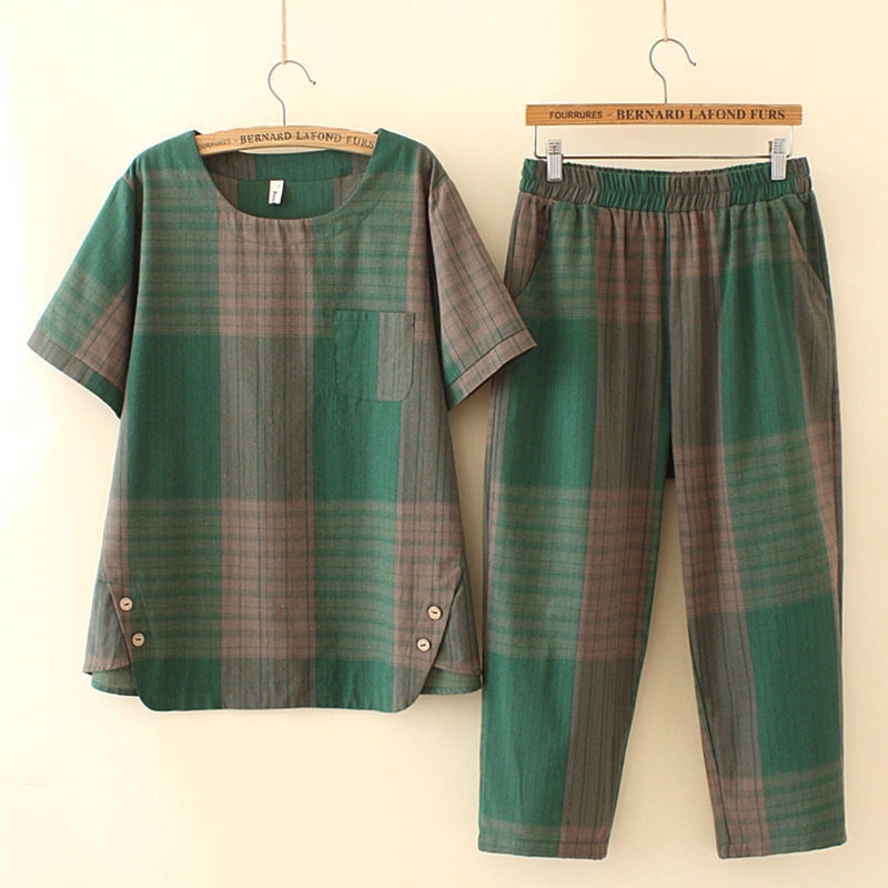Conjunto Feminino estampado malha fria para idosa Liganete Fresquinho Bermuda até o Joelho