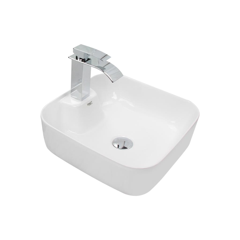 Kit Cuba Pia Louca Ceramica Banheiro Com Torneira e Válvula Cromada 44