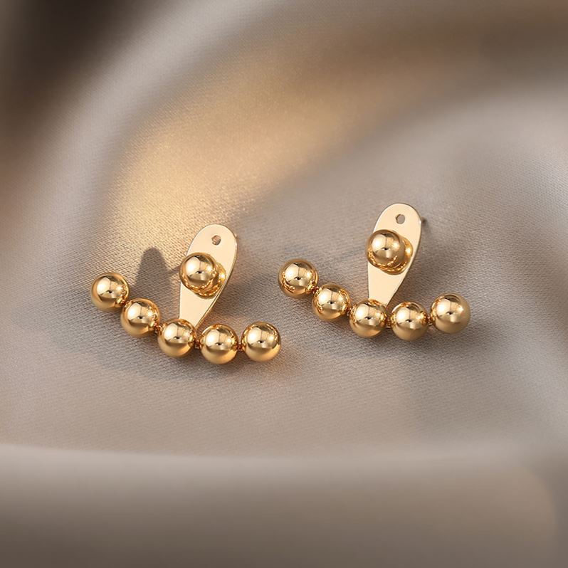 Ht Brincos Sorriso de Aço Titânio Brincos Estrela Fêmea Mesmo Estilo Brincos Redondos Pequenos Brincos de Aço Inoxidável Tudo em Combinação Brincos de Classe Anti-Desbotamento