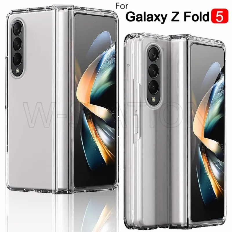 Capa Protetora Transparente Para Telefone Com Dobradiça Compatível Samsung Galaxy Z Fold 5/PC Anti-Riscos À Prova De Choque/Completa Smartphone Slim