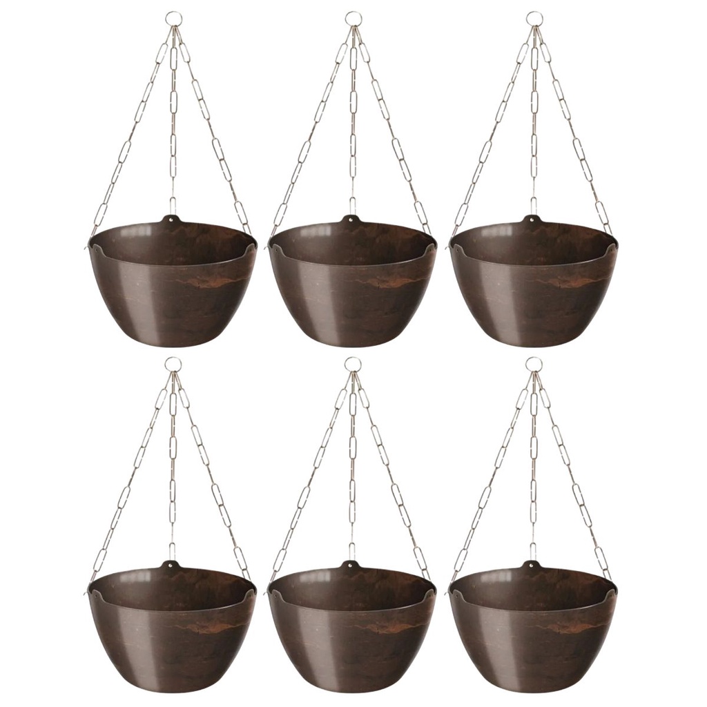 Kit 6 Vaso Cachepo Elegance 4 Litros Cuia 01 Café Imperial Cachepot De Plástico Para Plantas Pendentes  - Nutriplan