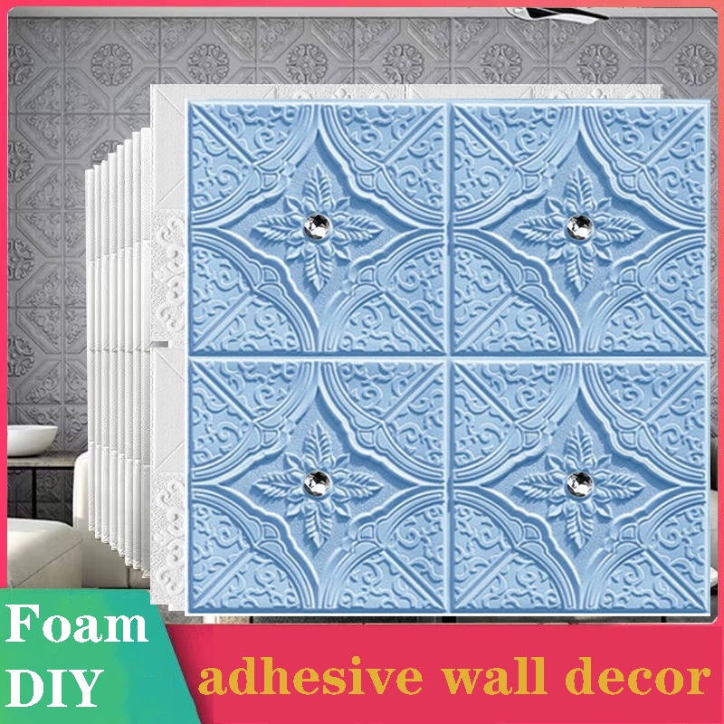 Ready Stock 3D Papel De Parede De Espuma Adesivos Teto Deco Adesivo Geométrico De Venda Para Decorações De Tv De Padrão De Dormitório