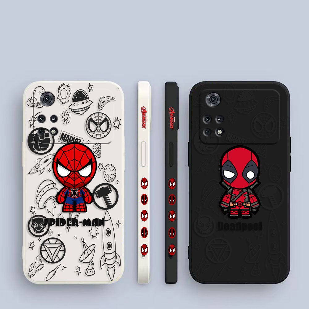 Aranha Deadpool Maravilha Lado Herói Caixa De Telefone Impressa Para Xiaomi POCO F5 X5 X4 X3 M5 M4 M3 F4 F3 C40 Redmi K60 K40 S Nota 12 11 10 X Lite Pro Plus NFC GT 5 G