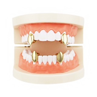 Braces Hip Hop Braces grelhas de dentes de vampiro Braces Single Fang Braces folheado a ouro