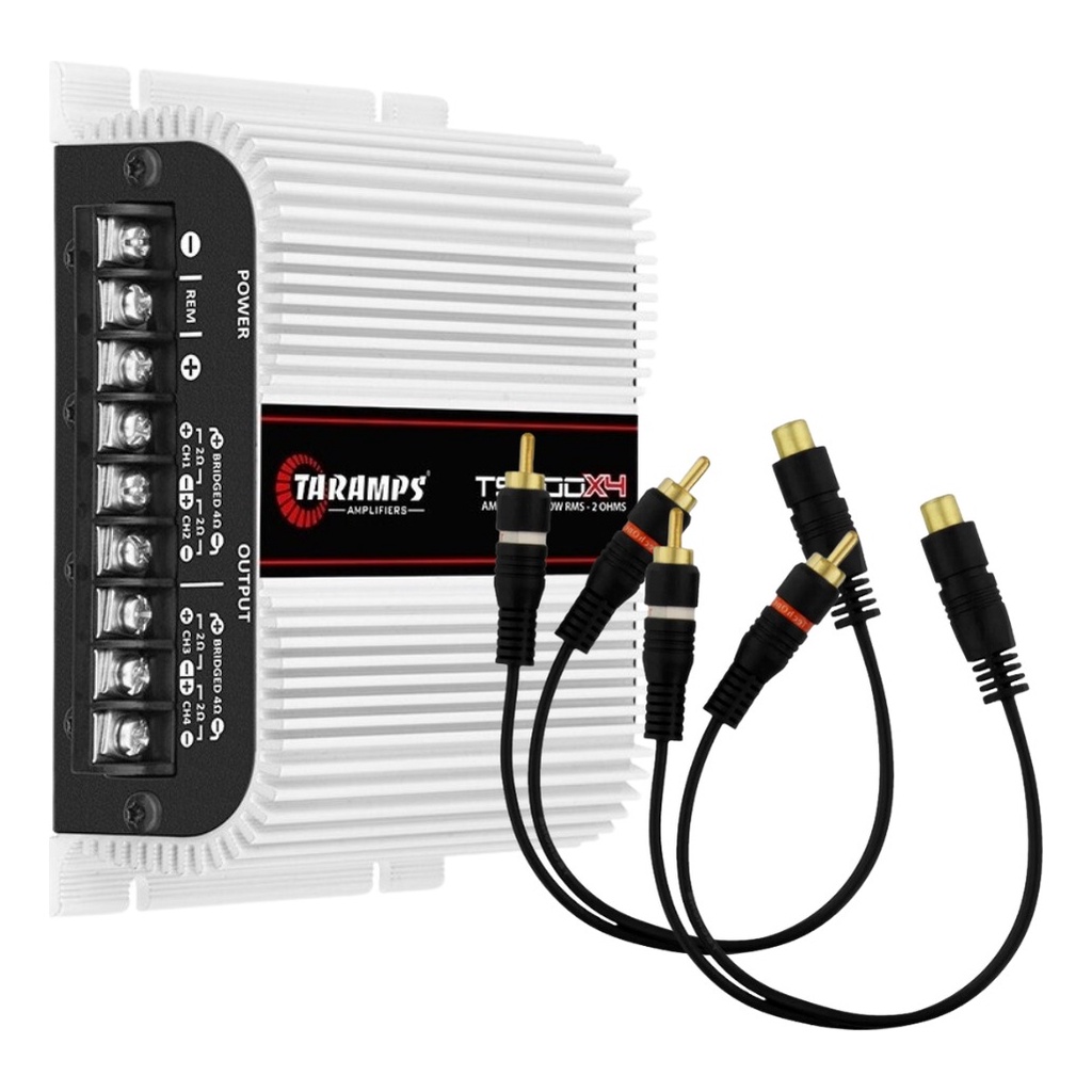 Modulo Amplificador Taramps Ts400x4 400 Watts Rms + 2 Cabos Y 2 Machos / 1 Fêmea em Oferta na Shopee
