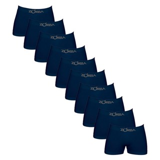 Kit 10 Cuecas Boxer Zorba Algodão Azul Sem Costura 781