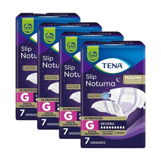 Kit 4 Fraldas Geriátricas Tena Noturna G 28 unidades