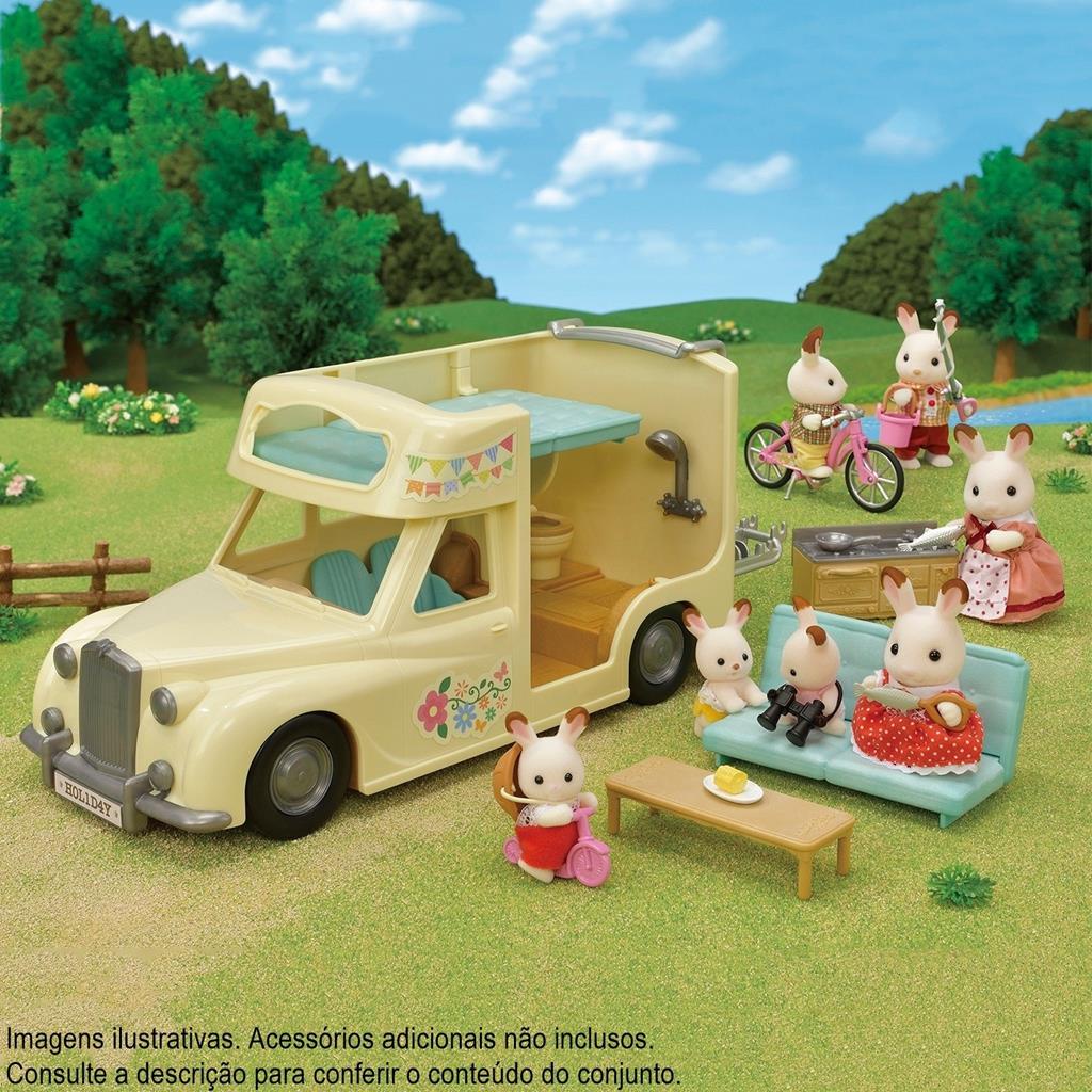 Sylvanian Families Camping Van Da Familia Acomoda Ate 7 Pessoas Com Moveis E Acessorios 5454 - Epoch