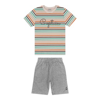 Conjunto Infantil Masculino Listras Rovitex Kids Laranja