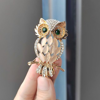 Elegante Novos Broches Criativos Opala Coruja Para Mulheres Homens Rhinestone Animal Mulher Retro Alfinetes De Alta Qualidade Vestuário Jóias Broche