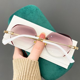 Novo Estilo de Óculos de Leitura Poligonal sem Moldura Óculos de Leitura Poligonal Anti-Azul Moldura Metálica Leve HD PC Gradiente Cor Óculos de Leitura de Moda Óculos Planos Moda High-End
