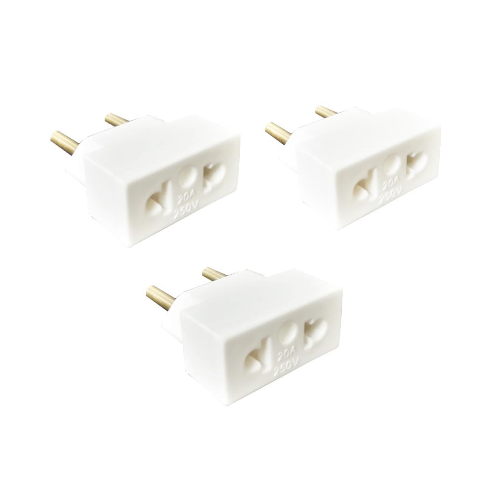 Imagem Kit 3 Adaptadores de Tomada Universal 20A - Branco