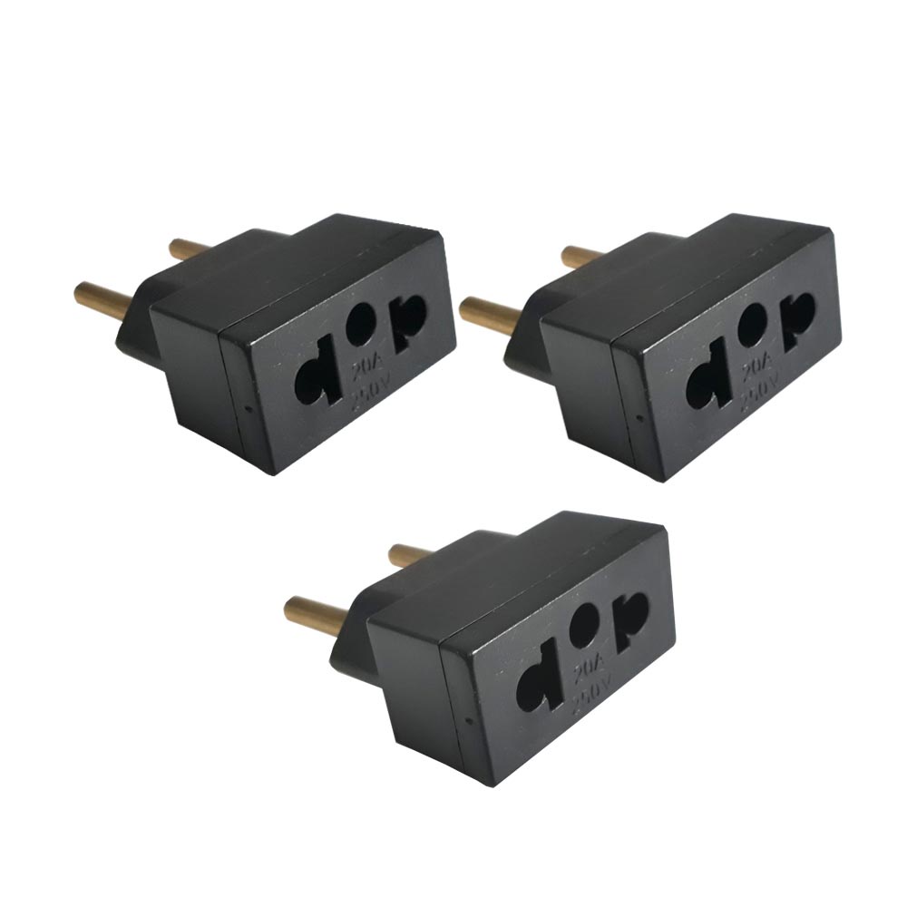 Imagem Kit 3 Adaptadores de Tomada Universal 20A - Preto