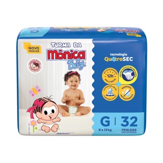 Fralda Turma da Mônica Baby G com 32 unidades - 8 a 13 kg
