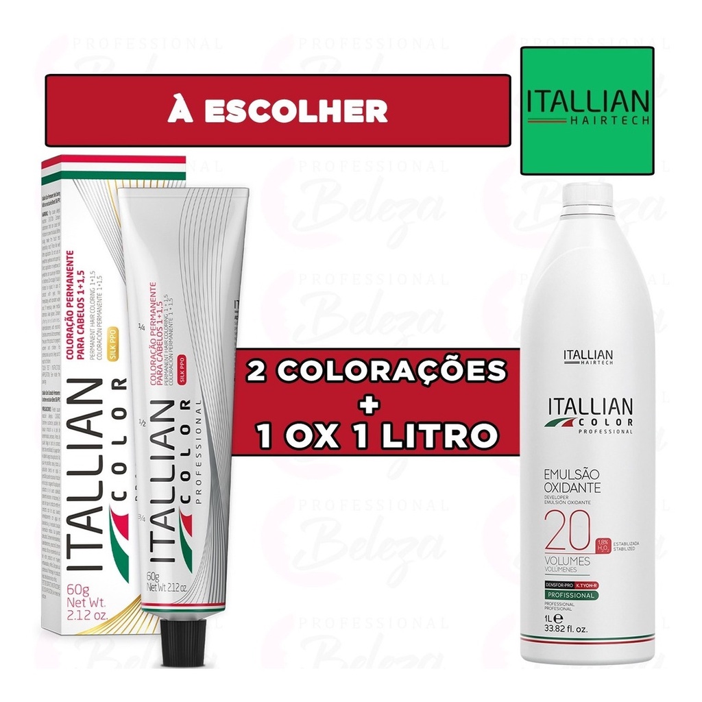Kit Itallian Color 2 Colorações Color Silk 60g + 1 Ox 20vol