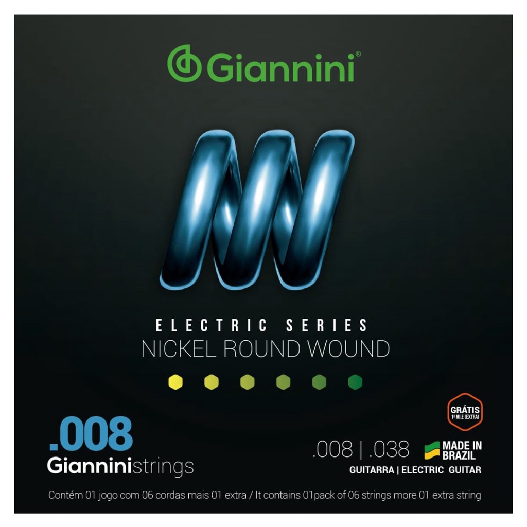 Encordoamento Guitarra Giannini Electric GEEGST08 Nickel .008"