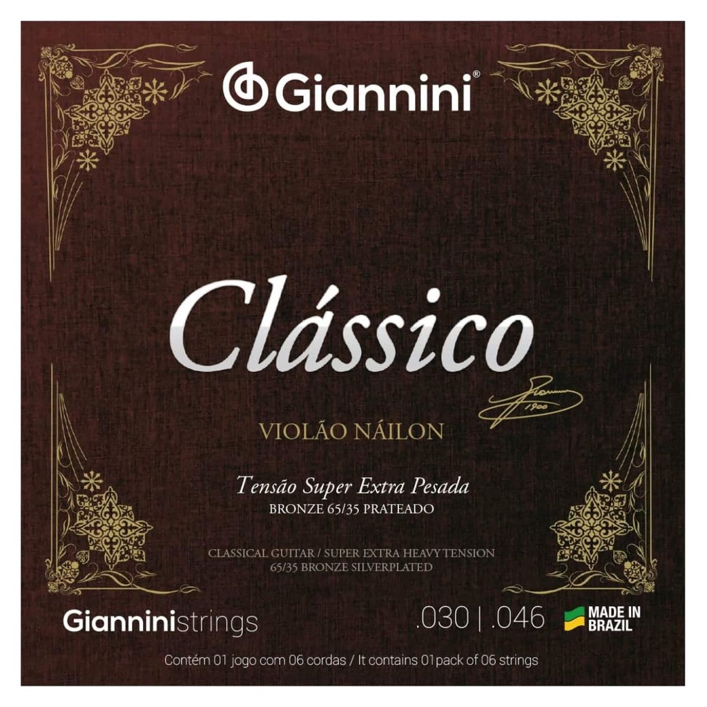 Encordoamento Violão Giannini Nylon Clássico Bronze GENWSXPA Super Extra Pesada em Oferta na Shopee