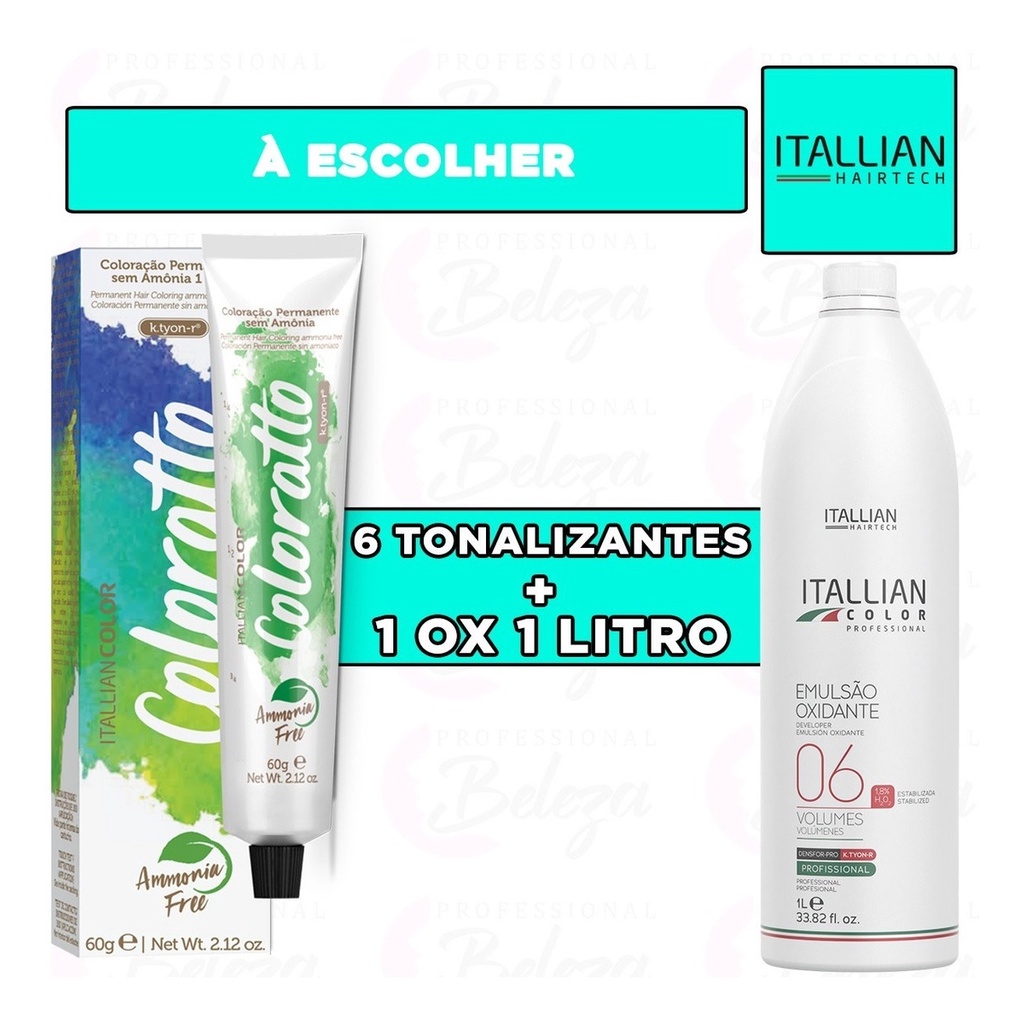 6 Tonalizantes Sem Amônia Coloratto E Ox 06 Vol Itallian. em Oferta na Shopee