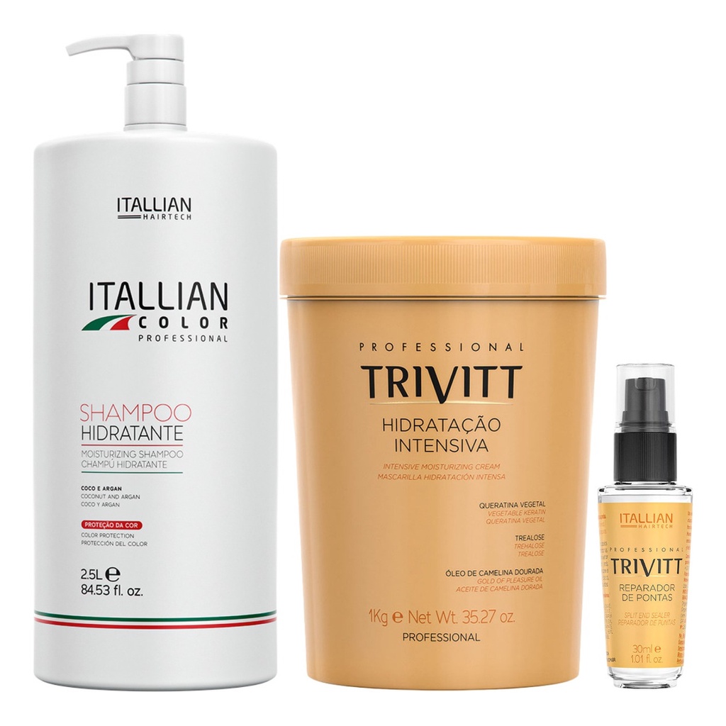 Hidratação Trivitt 1kg Shampoo 2,5 Litros Reparador 30ml em Oferta na Shopee