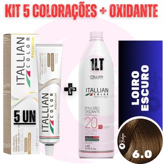Kit 5 Tinta Coloração 6.0 Itallian Color + Ox 20 em Oferta na Shopee