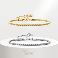 Vnox 1,2mm 2mm Coleção De Pulseiras De Corrente De Cobra Quadrada Redonda Para Mulheres Homens , Elo Aço Inoxidável Prata Dourada