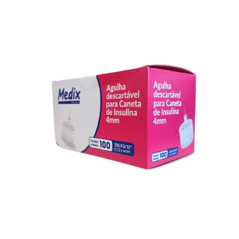 Agulha Medix 32g 4mm Caneta De Insulina Conforto Extremo C/100 Und