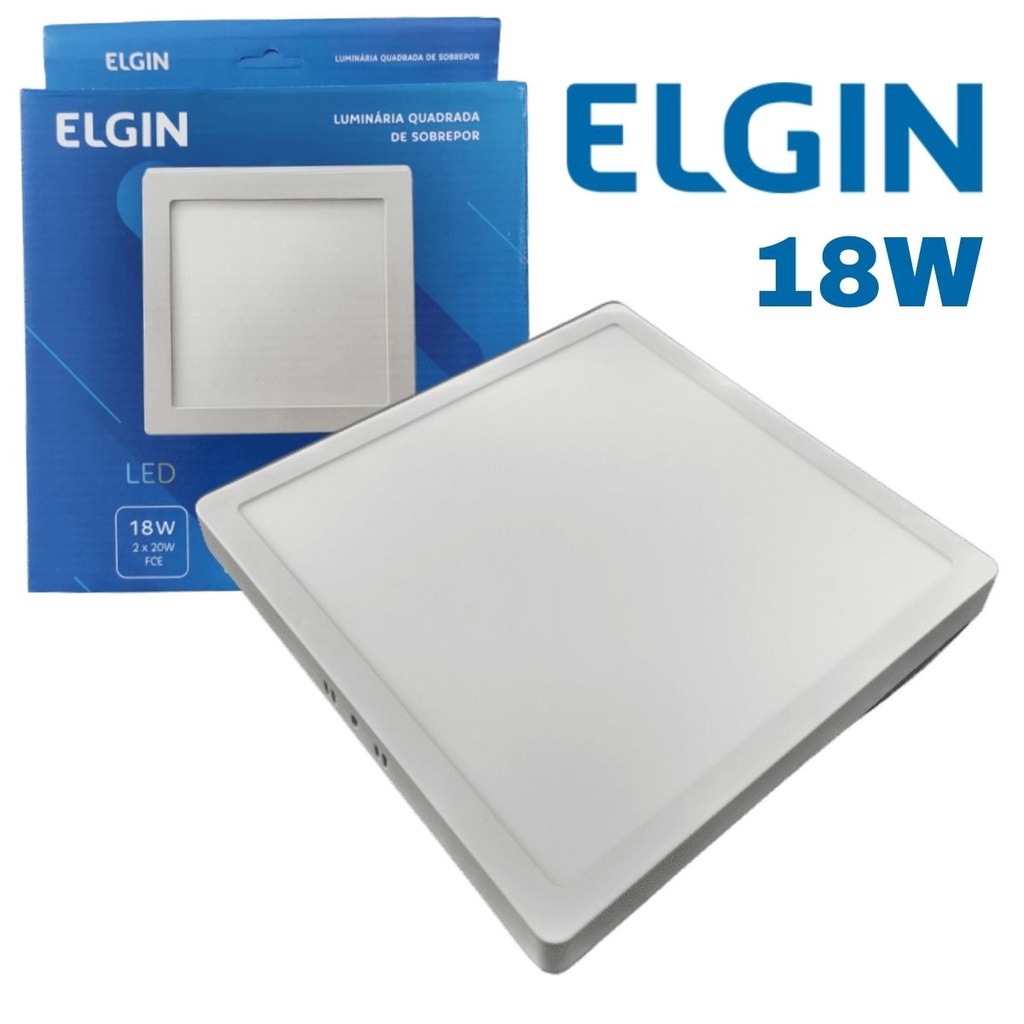 Luminária Painel Plafon Led 18W 6500K Quadrado Sobrepor ELGIN em Oferta na Shopee