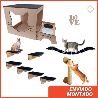 Prateleira Para Gato 10 ou 8 Pcs Com Comedouro Arranhador