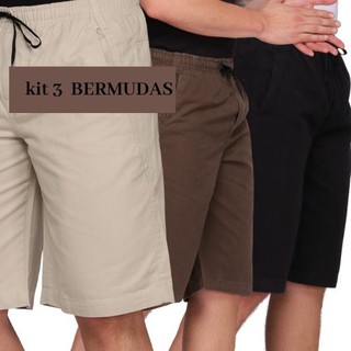 Bermuda Cargo Masculina Elastico Cordão na Cintura com bolso kit com 3 bermudas sortidas Cargo
