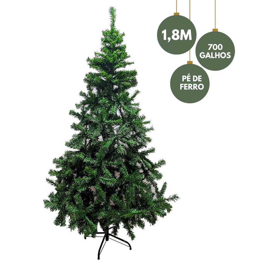 Árvore de Natal Pinheiro 1,80 Metros Grande Tradicional Cheia Gorda 700 Galhos em Oferta na Shopee