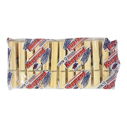 Prendedor De Roupa Madeira Keeprend C/12 Un - 1 Pacote