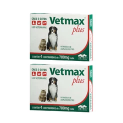 Vetmax Plus 700mg Vetnil 4 comp. Cães e Gatos Kit com 2