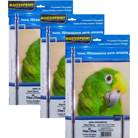 Papel Fotográfico Adesivo A4 Glossy 115g 100 Folhas Masterprint